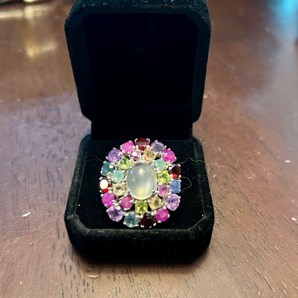 Multicolor Gemstone Silver Ring - image 2